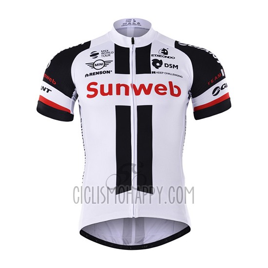 Sunweb Cycling Jersey Bib Short 2017 Short Sleeve White